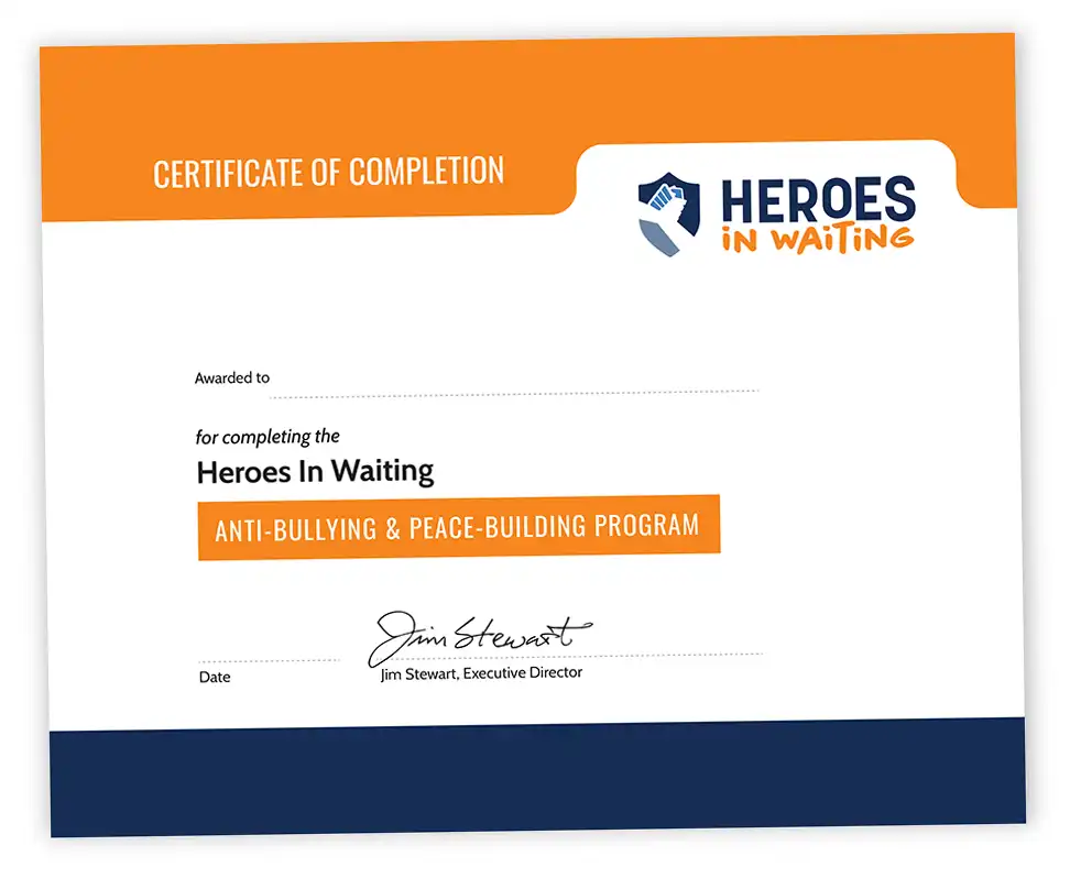 Heroes in Waiting Certificate of Completion